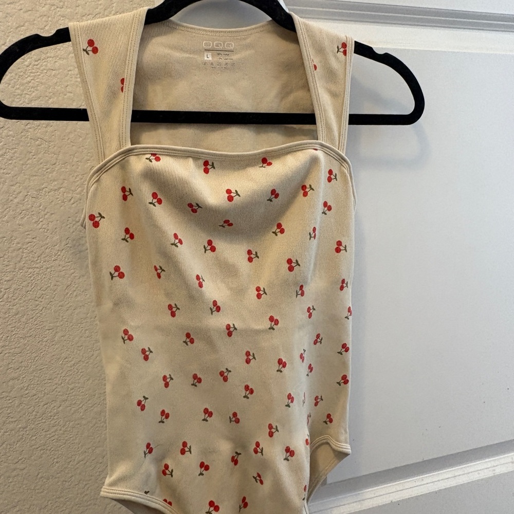 Cherry Print Cream Jumpsuit